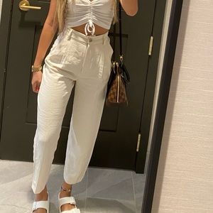 cream/off-white linen pants